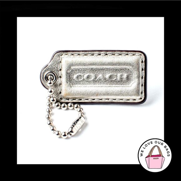 2" Medium COACH SILVER LEATHER Nickel Key Fob Bag Charm Keychain Hang Tag - Picture 1 of 1